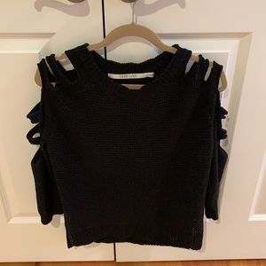 LF Black Lattice Sleeve Sweater